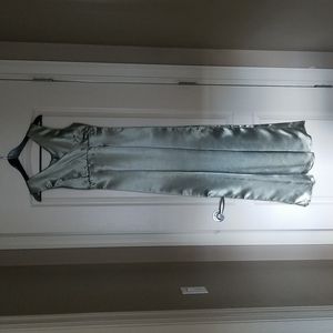 Custom Made Crepe Back Satin Evening Gown Olive Green Size S